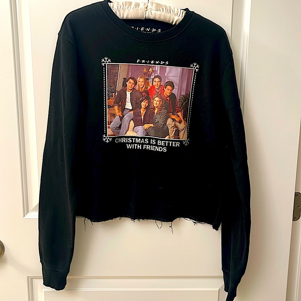 FRIENDS Ripple Junction Christmas Crop Sweat Shirt